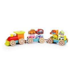 Деревянная развивающая игрушка Поезд с машинками (13999)